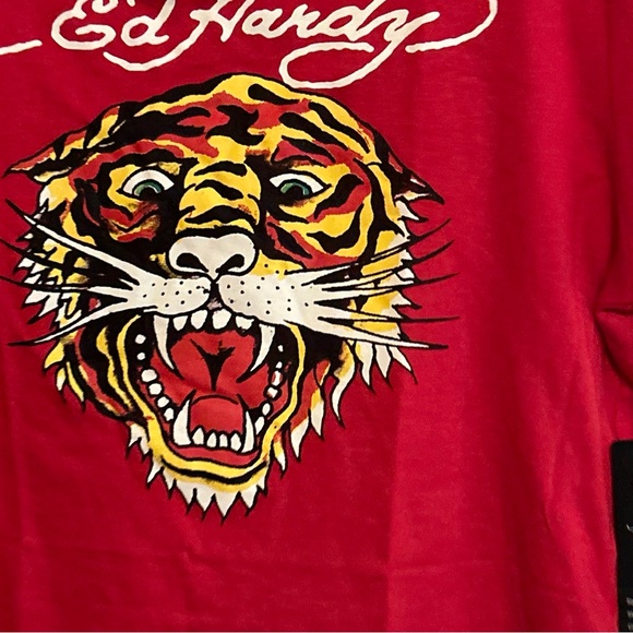 Ed Hardy Red Tiger Signature Logo Front & Back Crop T Tee Shirt NWT choose size - Picture 5 of 15